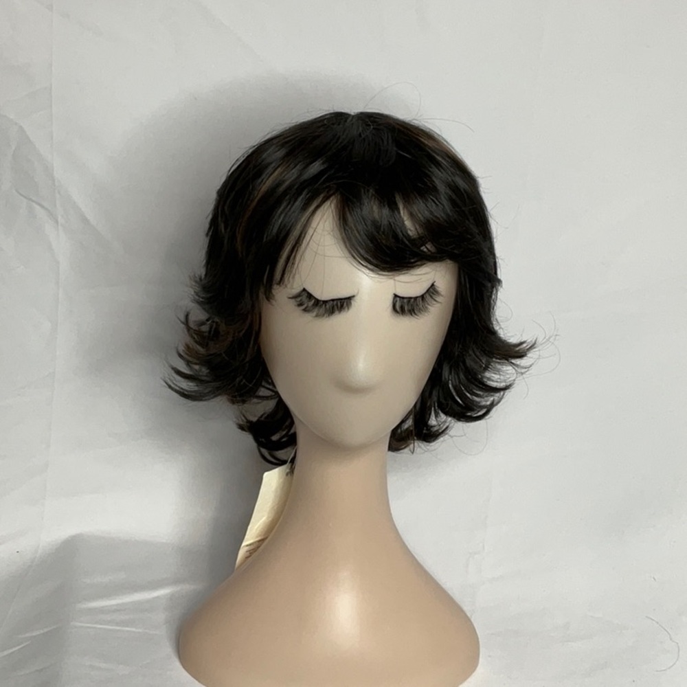 Dark Brown Layered Wig with Moderate Volume and Highlights - Picture 9 of 14